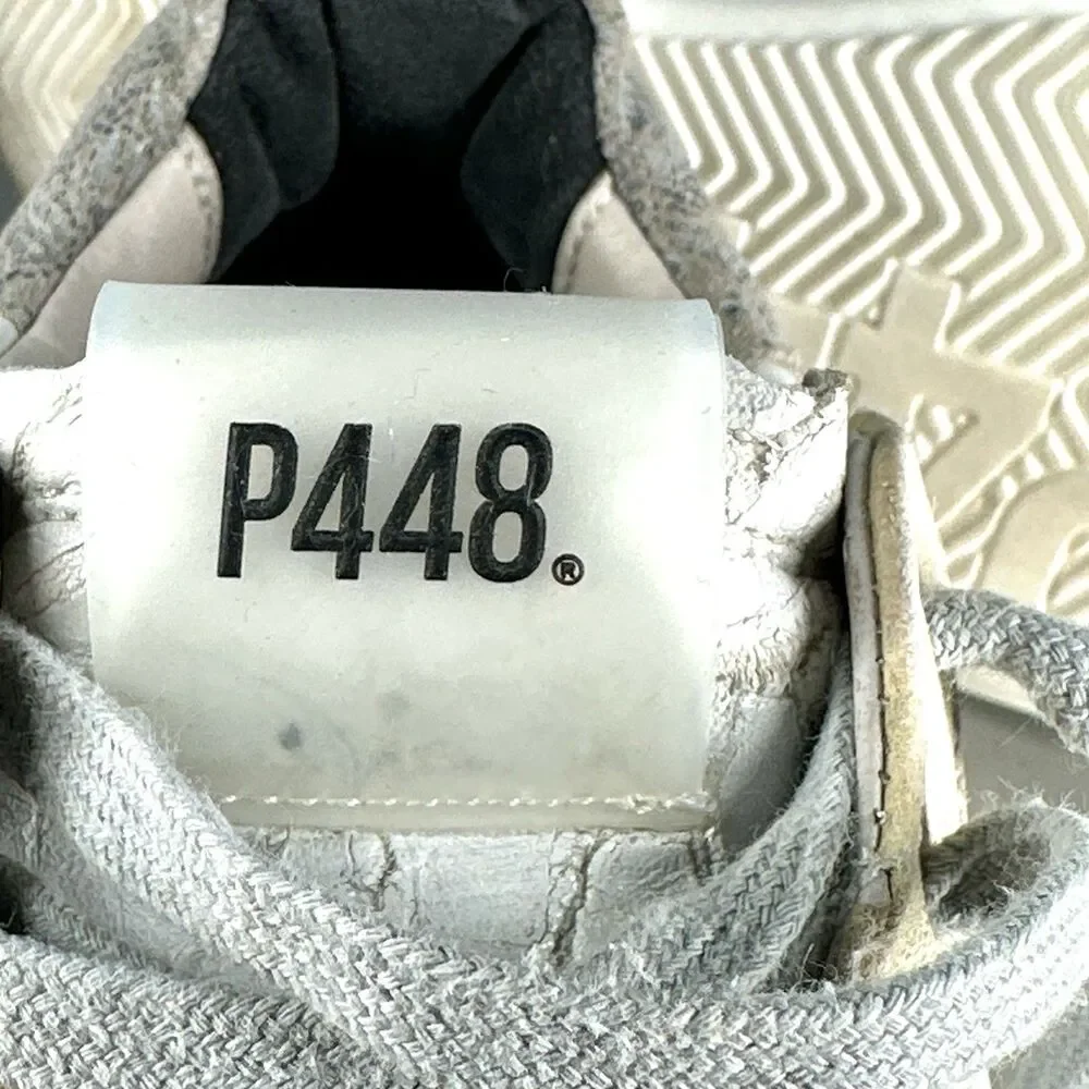 P448 Women Thea White Leather Grey Suede Sneakers Shoes Size 39 US 8.5 Italy - Picture 15 of 16